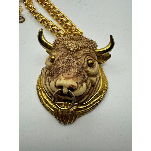 Gold Bull Head Necklace - Picture 6 of 6